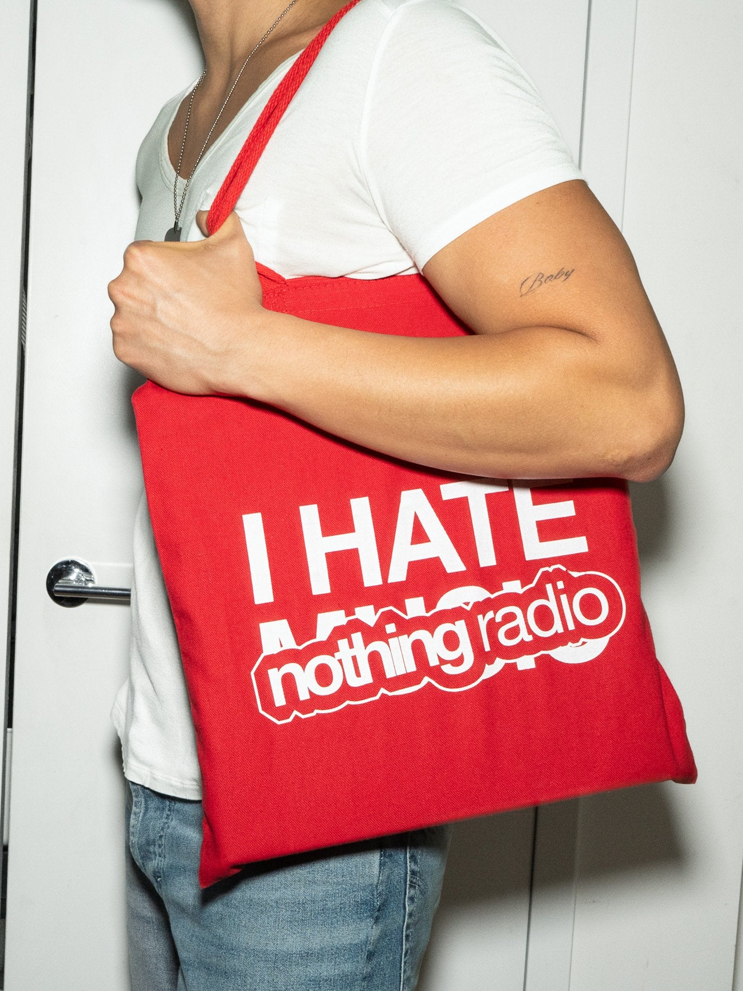 I Hate Music Red Tote